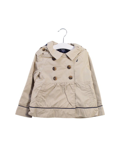 A Brown Coats from Nautica in size 3T for girl. (Front View)