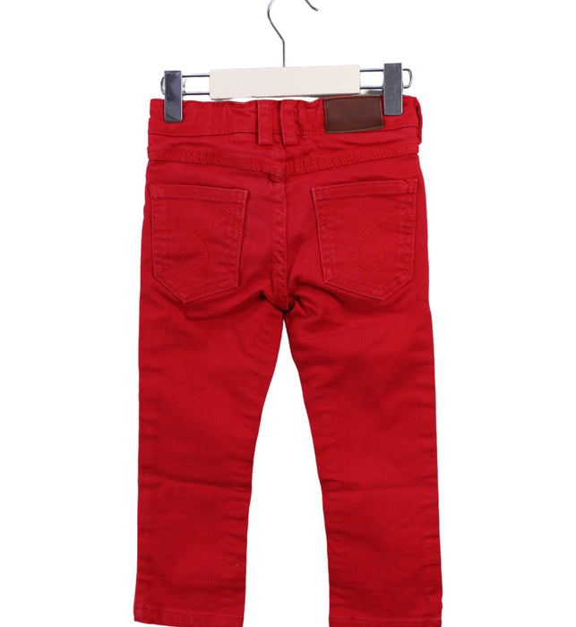 A Red Jeans from Jacadi in size 2T for girl. (Back View)