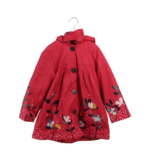 A Red Rain Jackets from Catimini in size 5T for girl. (Front View)
