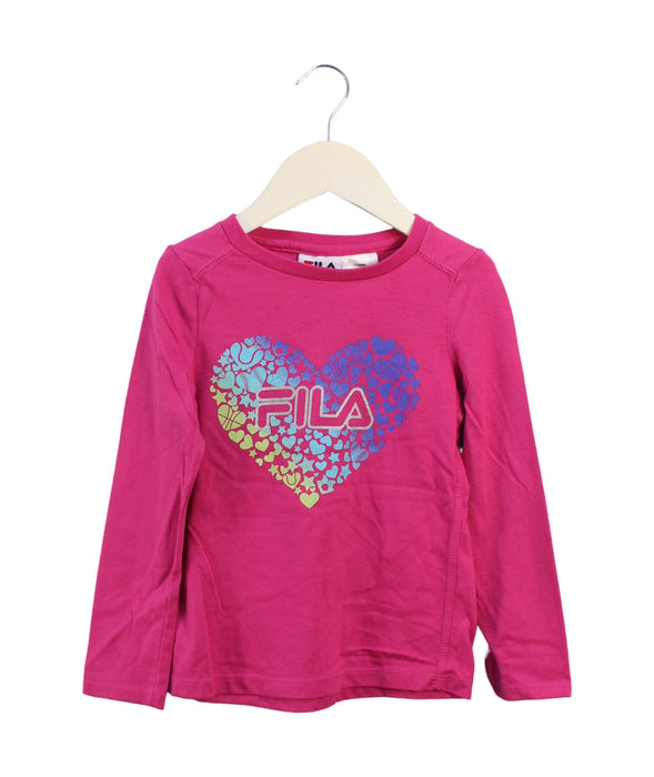 A Pink Long Sleeve T Shirts from Fila in size 4T for girl. (Front View)