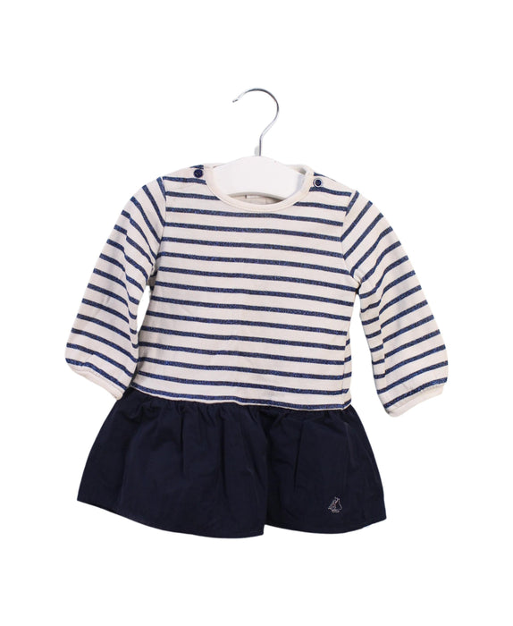 A Ivory Long Sleeve Dresses from Petit Bateau in size 3-6M for girl. (Front View)