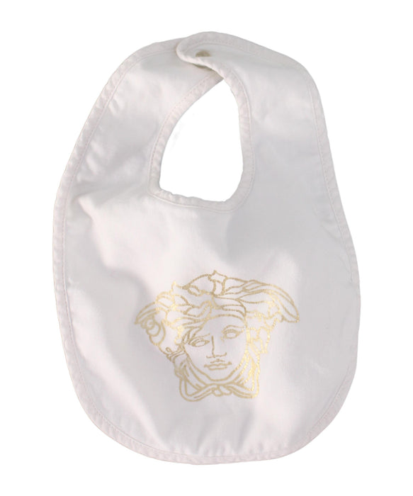 A Ivory Bibs from Young Versace in size O/S for neutral. (Front View)