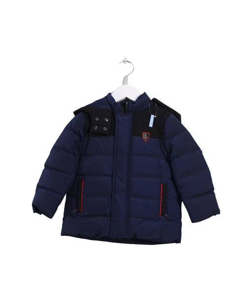 A Navy Puffer/Quilted Jackets from Ferrari in size 2T for boy. (Front View)