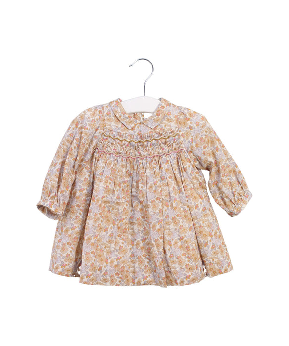 A Beige Long Sleeve Dresses from Bonpoint in size 3-6M for girl. (Front View)