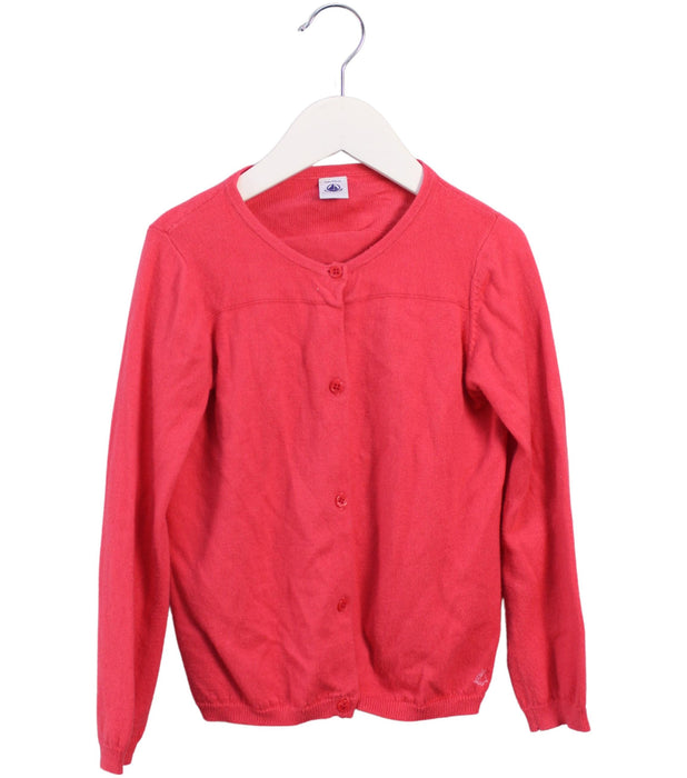 A Pink Cardigans from Petit Bateau in size 6T for girl. (Front View)