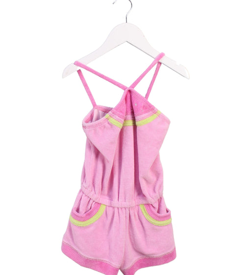 A Pink Sleeveless Rompers from Kate Mack in size 5T for girl. (Front View)
