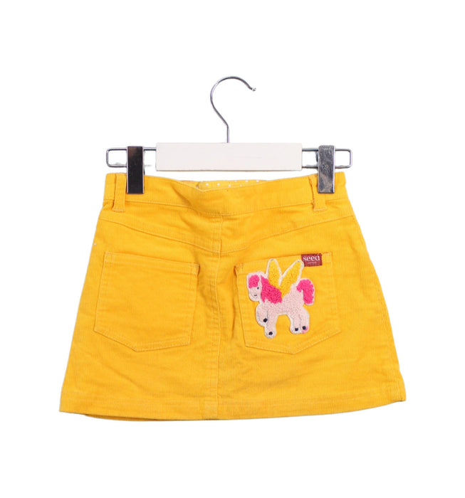 A Yellow Short Skirts from Seed in size 4T for girl. (Back View)