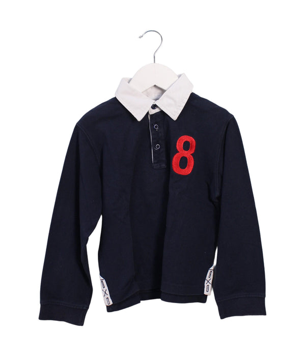 A Navy Long Sleeve Polos from Excuse My French in size 6T for boy. (Front View)