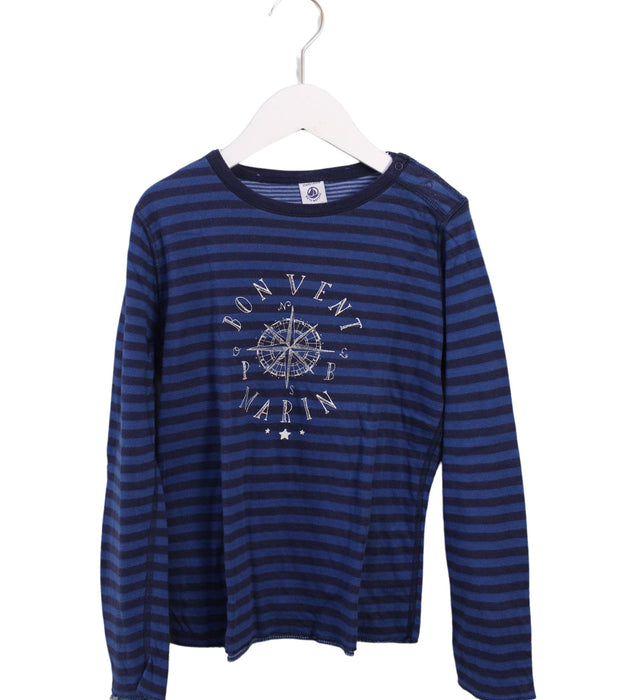 A Blue Long Sleeve Tops from Petit Bateau in size 10Y for boy. (Front View)