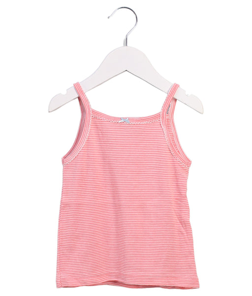 A Peach Sleeveless Tops from Petit Bateau in size 2T for girl. (Front View)