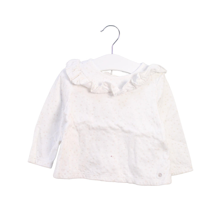 A White Long Sleeve Tops from Petit Bateau in size 12-18M for girl. (Front View)