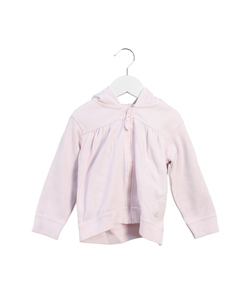 A Pink Zippered Sweatshirts from Petit Bateau in size 2T for girl. (Front View)