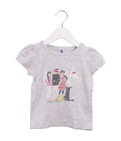 A Grey Short Sleeve Tops from Petit Bateau in size 3T for girl. (Front View)