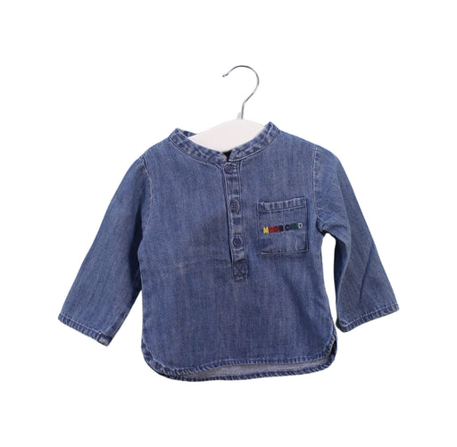 A Blue Long Sleeve Tops from Bonton in size 3-6M for girl. (Front View)