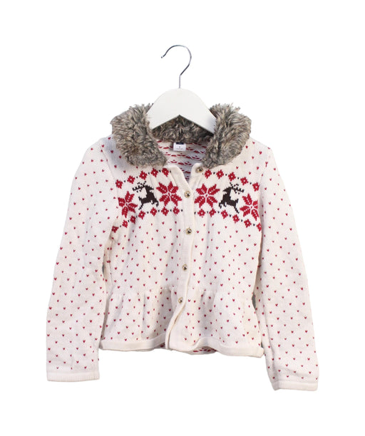 A White Cardigans from Janie & Jack in size 4T for girl. (Front View)