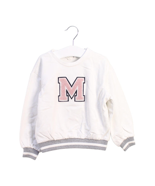 A White Crewneck Sweatshirts from miles baby in size 2T for girl. (Front View)