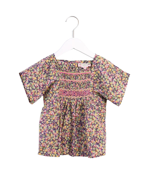 A Pink Short Sleeve Tops from Bonpoint in size 6T for girl. (Front View)