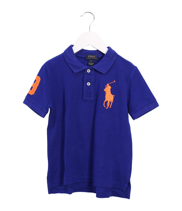 A Blue Short Sleeve Polos from Polo Ralph Lauren in size 5T for boy. (Front View)