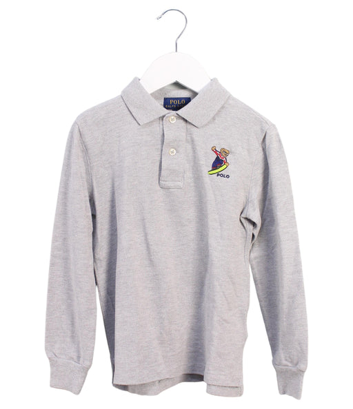A Grey Long Sleeve Polos from Polo Ralph Lauren in size 6T for boy. (Front View)