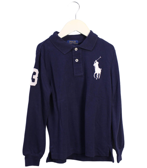 A Navy Long Sleeve Polos from Polo Ralph Lauren in size 5T for boy. (Front View)