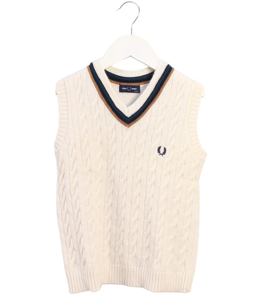 A Ivory Sweater Vests from Fred Perry in size 6T for boy. (Front View)