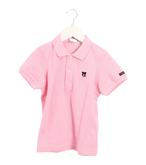 A Pink Short Sleeve Polos from Miki House in size 5T for boy. (Front View)