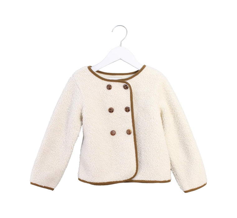 A White Cardigans from Cyrillus in size 6T for neutral. (Front View)