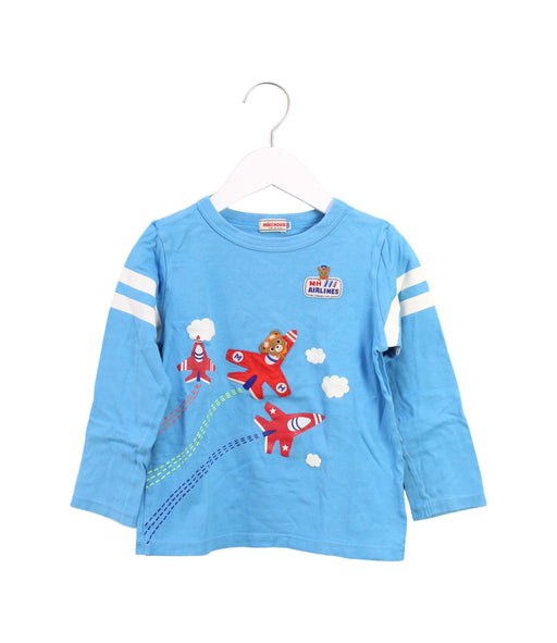 A Blue Long Sleeve Tops from Miki House in size 5T for boy. (Front View)