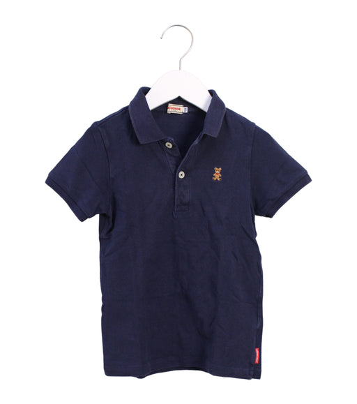 A Blue Short Sleeve Polos from Miki House in size 5T for boy. (Front View)