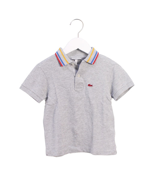 A Grey Short Sleeve Polos from Lacoste in size 5T for boy. (Front View)