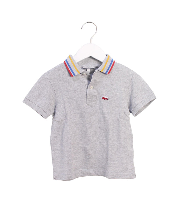 A Grey Short Sleeve Polos from Lacoste in size 5T for boy. (Front View)
