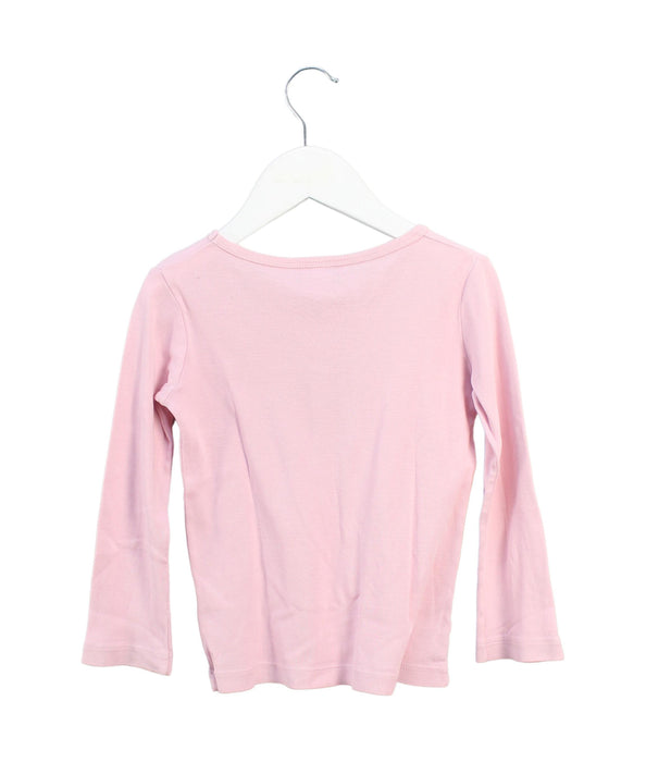A Pink Long Sleeve Tops from Petit Bateau in size 4T for girl. (Back View)