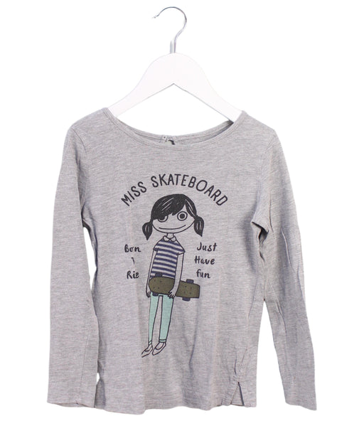 A Grey Long Sleeve Tops from Monoprix in size 6T for girl. (Front View)