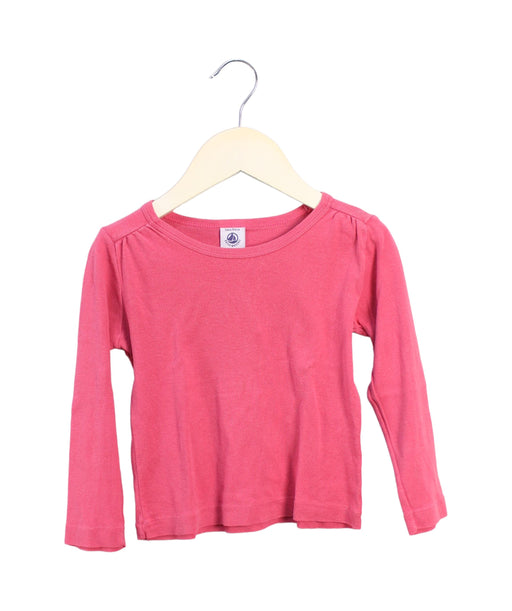 A Pink Long Sleeve Tops from Petit Bateau in size 3T for girl. (Front View)