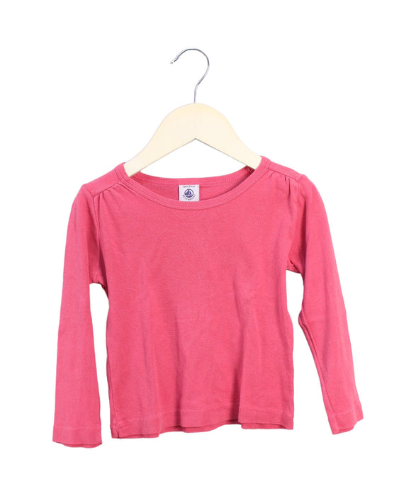 A Pink Long Sleeve Tops from Petit Bateau in size 3T for girl. (Front View)