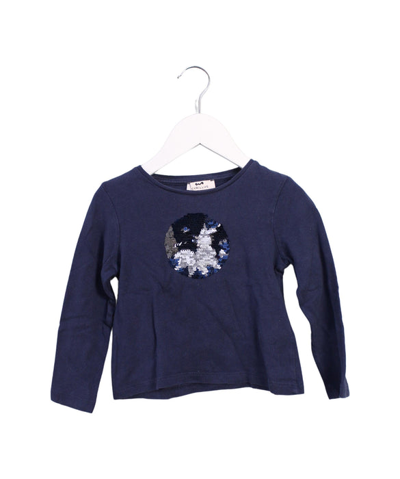 A Navy Long Sleeve Tops from Cyrillus in size 3T for girl. (Front View)