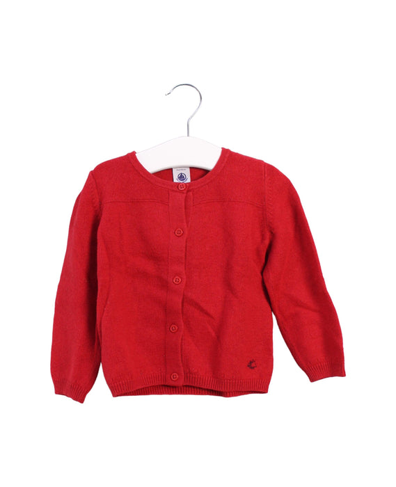 A Red Cardigans from Petit Bateau in size 18-24M for girl. (Front View)