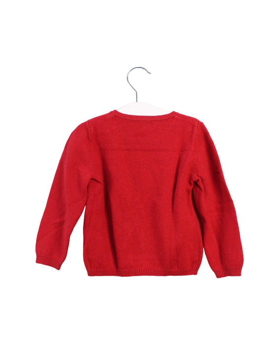 A Red Cardigans from Petit Bateau in size 18-24M for girl. (Back View)