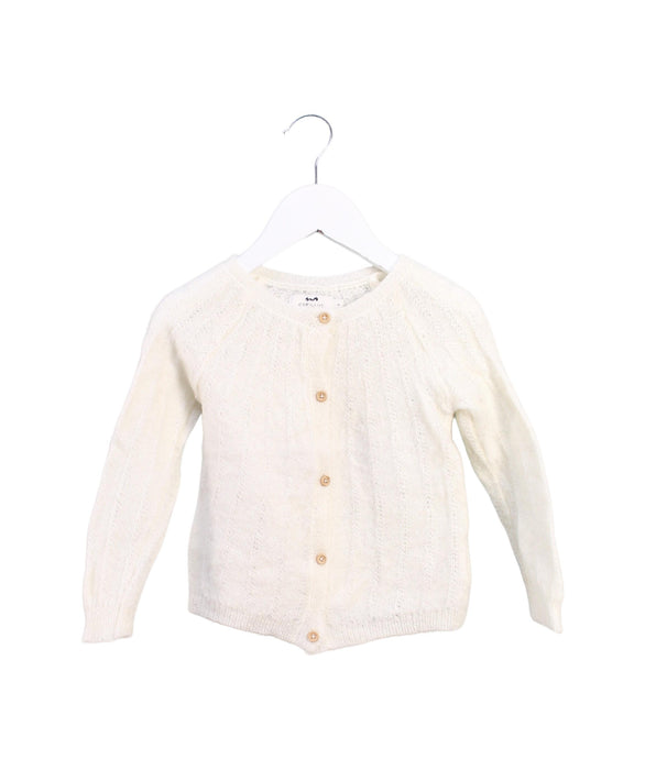 A White Cardigans from Cyrillus in size 4T for girl. (Front View)