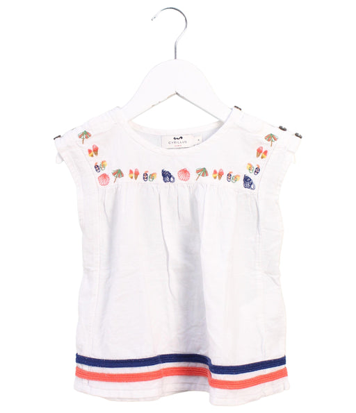 A White Sleeveless Tops from Cyrillus in size 4T for girl. (Front View)