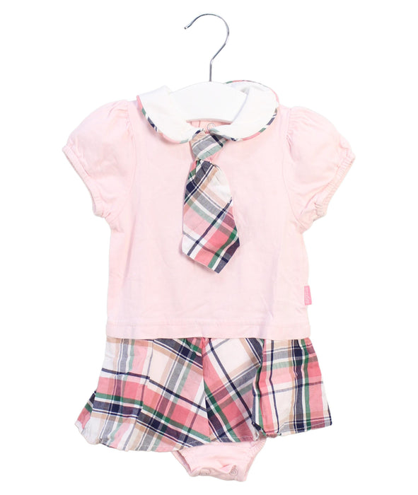 A Pink Short Sleeve Bodysuits from Mides in size 3-6M for girl. (Front View)