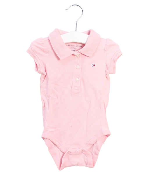 A Pink Short Sleeve Bodysuits from Tommy Hilfiger in size 3-6M for girl. (Front View)