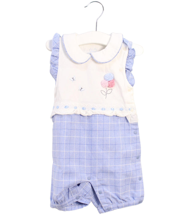 A Blue Rompers from Chickeeduck in size 6-12M for girl. (Front View)