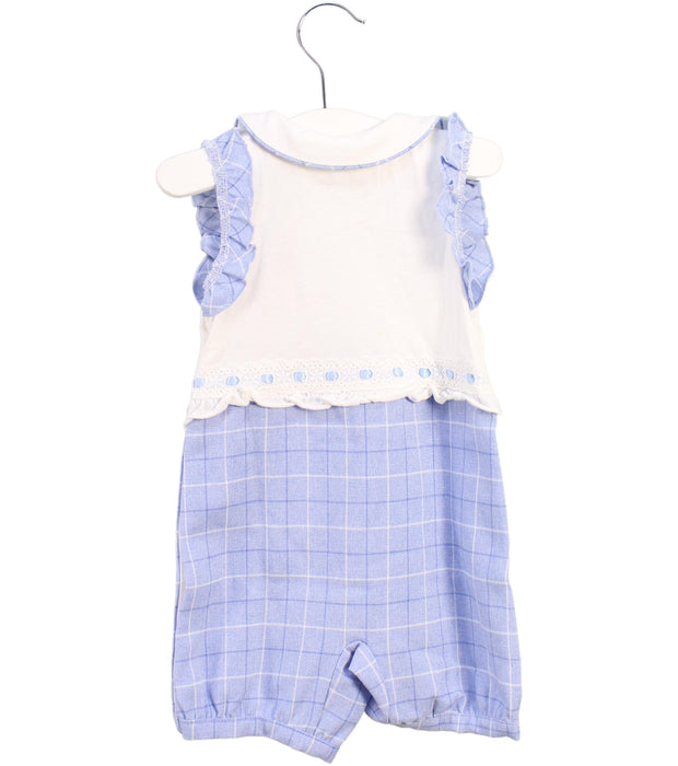 A Blue Rompers from Chickeeduck in size 6-12M for girl. (Back View)