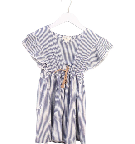 A Blue Short Sleeve Dresses from Arsène et les pipelettes in size 6T for girl. (Front View)