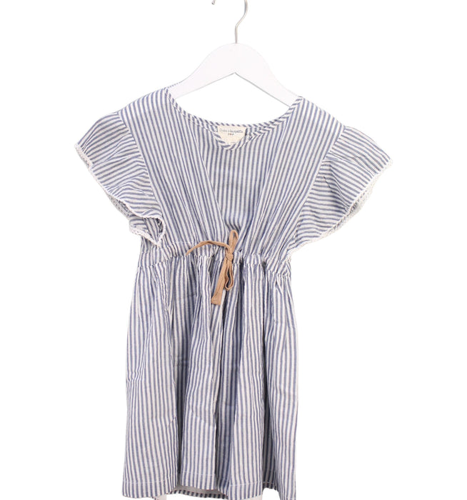 A Blue Short Sleeve Dresses from Arsène et les pipelettes in size 6T for girl. (Front View)