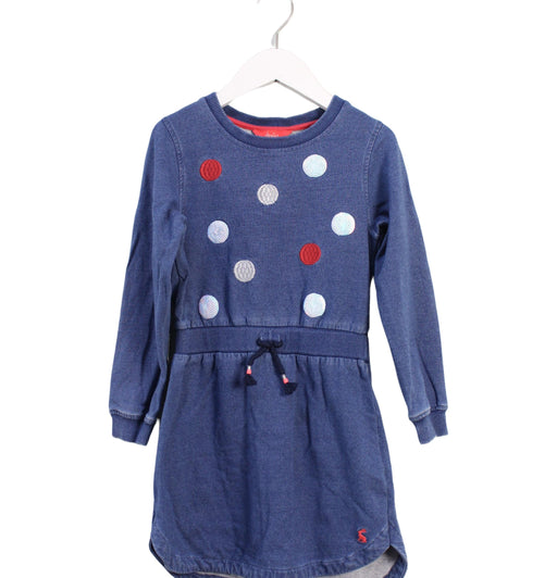 A Blue Long Sleeve Dresses from Joules in size 6T for girl. (Front View)