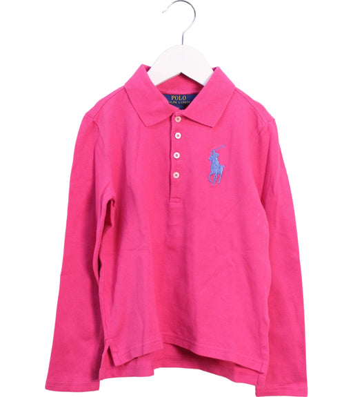 A Pink Long Sleeve Polos from Polo Ralph Lauren in size 6T for boy. (Front View)