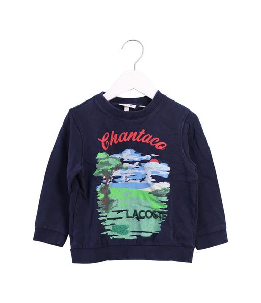 A Blue Crewneck Sweatshirts from Lacoste in size 6T for boy. (Front View)