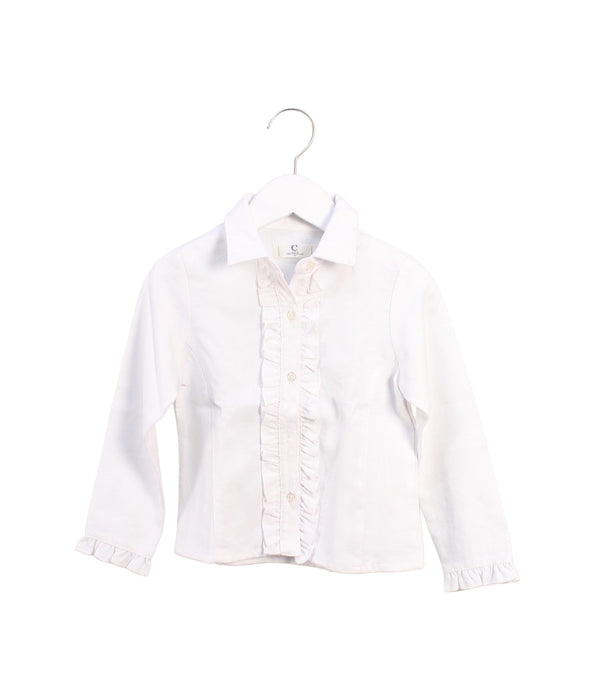 A White Shirts from Chickeeduck in size 4T for girl. (Front View)